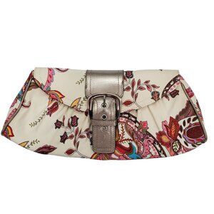 PUTU by J. MacLear Ivory Pink Multi‎ Floral Paisley Large Magnetic Snap Clutch
